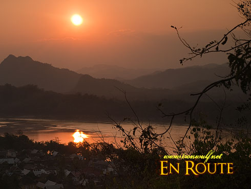 Phu Si Hills View of Luang Prabang Town and Mekong  River Sunset