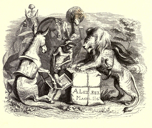 019- Tributo enviado por los animales a Alejandro Magno-Fabulas La Fontaine-J.Grandville