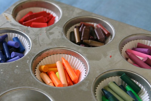 Crayons ready to go into the oven by Stupendous Joy