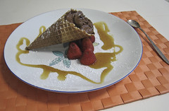 Chocolate mousse in a cone