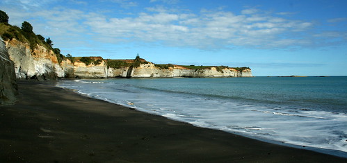 View on a black sand beach, marine reserve, around Taranaki - New Zealand