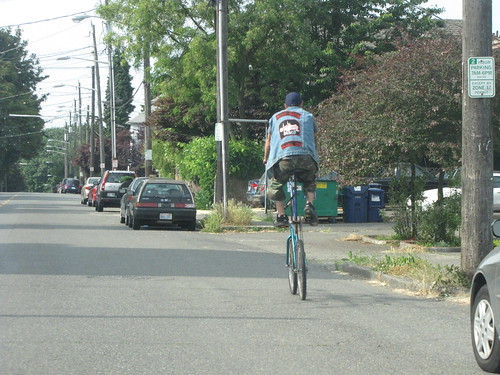 A double-tall bike rider! Photo by Wendi.