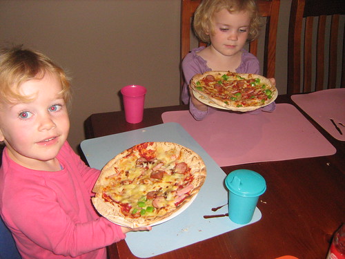 Tally and Maisie with their Pizza