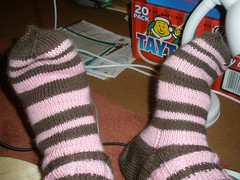 Woolly socks, knitted by my mam