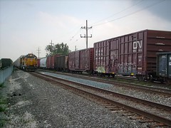 Two trains meet in Bridgeview Illinois. August 2007.