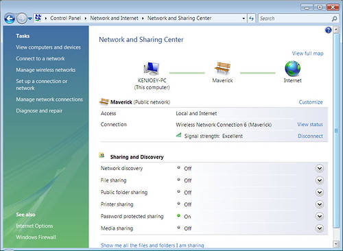 Vista Control Panel Network and Sharing Center