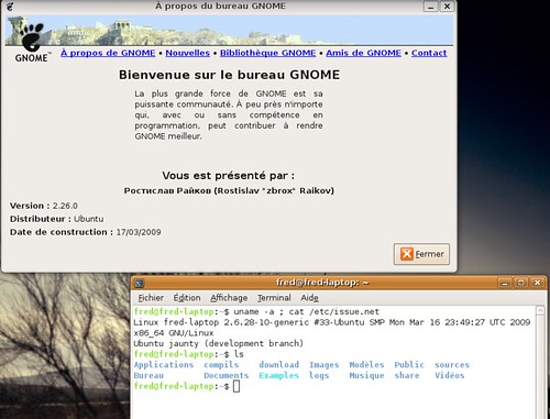Gnome 2.26.0 sur Ubuntu Linux Jaunty Jackalope.