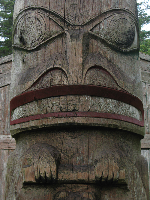 close up of beaver figure, Chief Son-i-Hat Whale House, Kasaan, Alaska