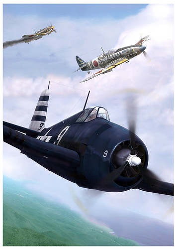 Warbird picture - F6F Hellcat and Ki-61