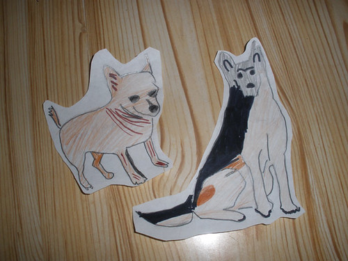 H's Chihuahua & German Shepherd drawings, for a school project