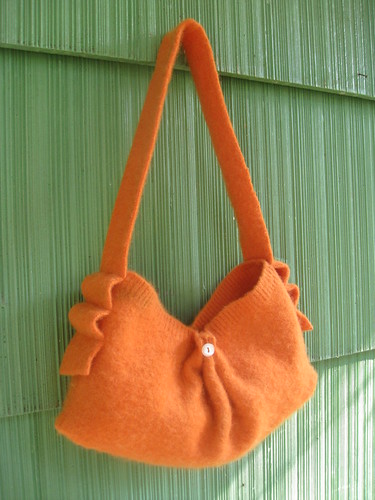 Recycled sweater purse (orange)