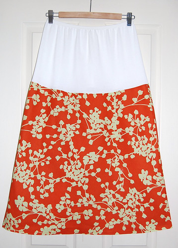 Simple a line skirt with over the bump stretchy panel