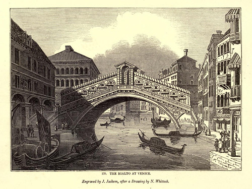 014- El puente Rialto en Venecia -One hundred and fifty wood cuts, selected from the Penny magazine 1835