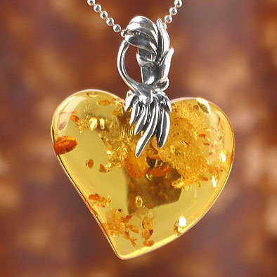 Amber Heart Pendant by The Russian Store.