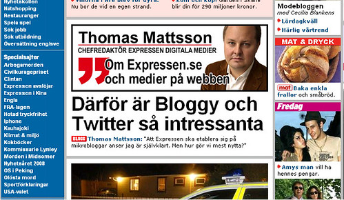 Thomas Mattsson on Bloggy and Twitter in Expressen.se