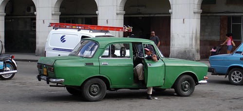 Old green car in Havana