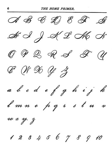 letters of the alphabet in cursive. cursive-letters from the Karen
