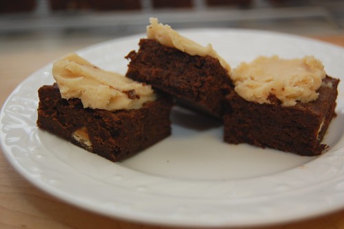 mocha fudge brownies with peanut butter frosting