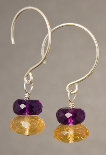 Citrine and amethyst hanging