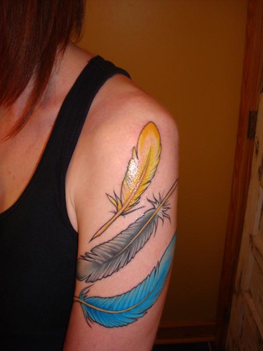 feathers tattoo. Feather Tattoo- Colored!