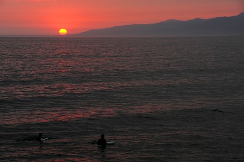 fire sunset from venice beach