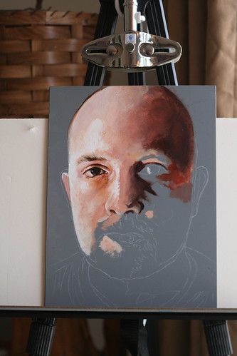 In progress painting entitled Self Portrait VI