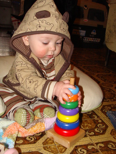 Silas and the wooden stacking thing