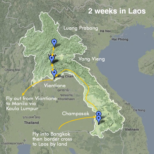 Laos Route Map