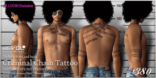 Criminal Chain Tattoo copy/modify/no transfer include: undershirts/shirts(OP 