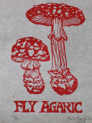 Fly Agaric lino block print