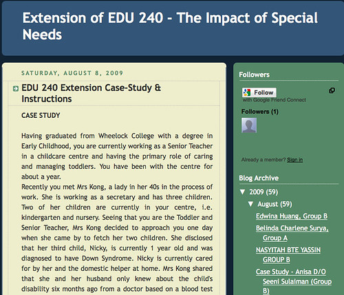 Extension of EDU 240 - The Impact of Special Needs: EDU 240 Extension Case-Study & Instructions