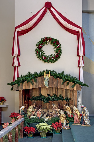 Immaculate Heart of Mary Roman Catholic Church, in Saint Louis, Missouri, USA - Christmas crèche