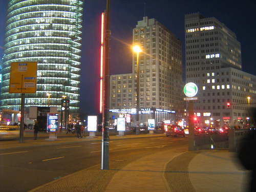 Berlin buildings at night