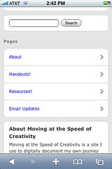 Wordpress pages shown with WordPress Mobile 3.0