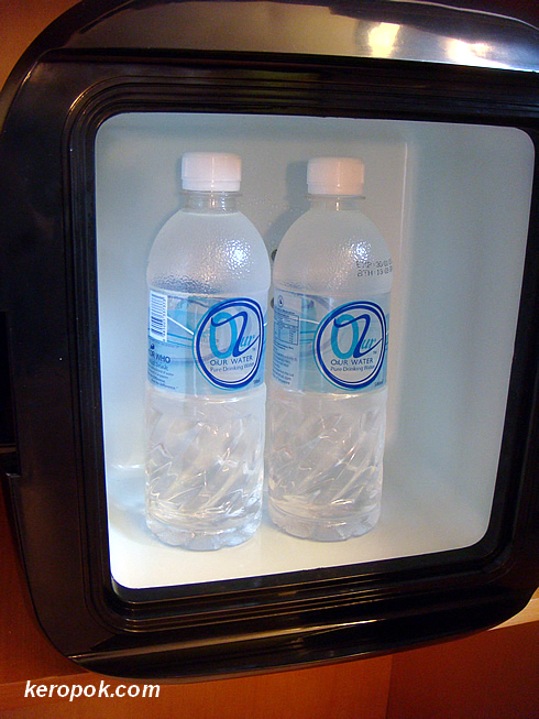 The fridge only allows you to put in 2 bottles of water!