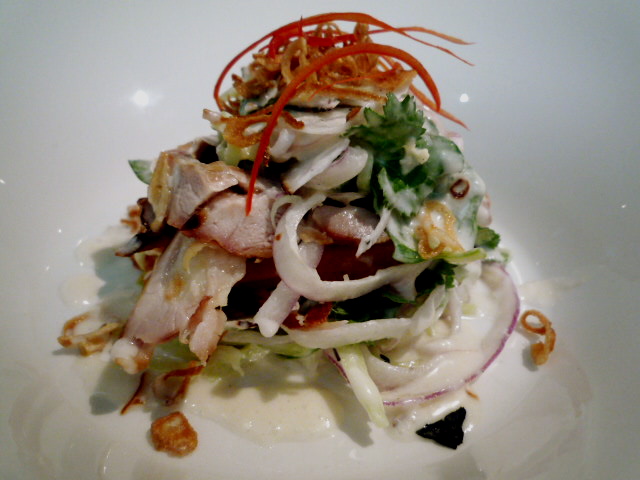 Smoked chicken salad with coconut and tamarind dressing