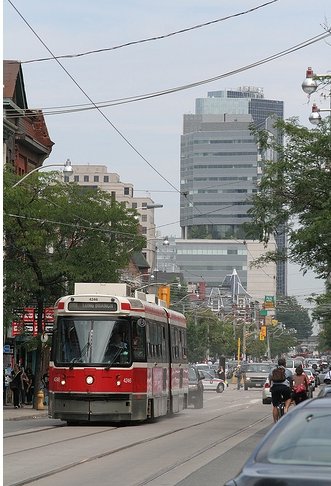 Toronto Streetcar, looking east on Queen Street West
