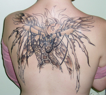 Phoenix Rising tattoo from artwork by Linda Ravenscroft