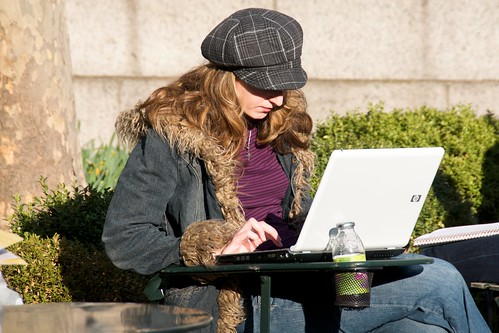 One of the rare non-Apple laptops seen in an otherwise cool park full of cool people by Ed Yourdon.
