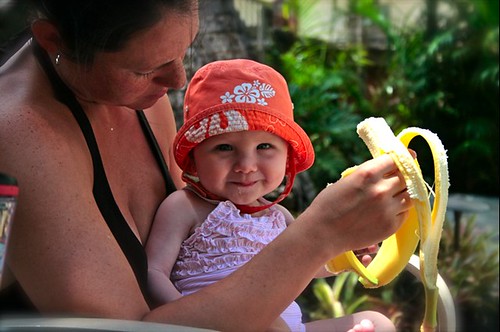 Smiling Zoey and banana
