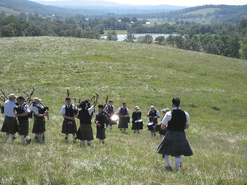 Bagpipers tuning up