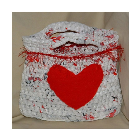 Crocheted Plarn Valentines Basket