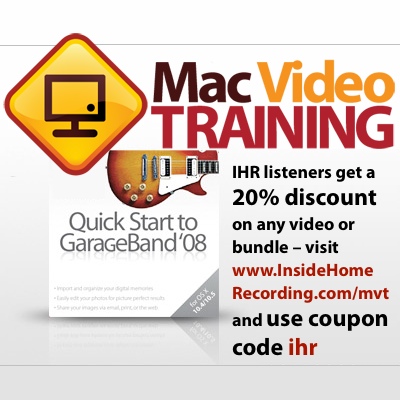 MacVideoTraining.com discount for Inside Home Recording listeners
