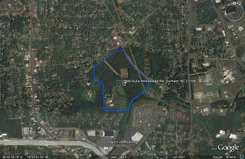 alternative site for new HS in Durham (underlying by Google Earth, boundary by me)
