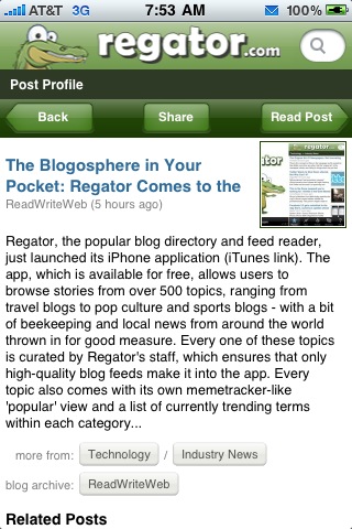 Regator iPhone app screenshots