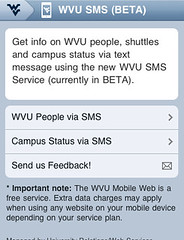 WVU SMS Home (iPhone view) by dmolsen