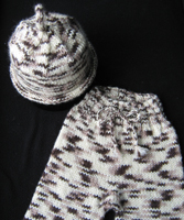 Knit Hat & Longies Size Medium "Cookies 'n Cream"