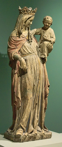 Limestone sculpture, "Virgin and Child", French, ca. 1320, at the Saint Louis Art Museum, in Saint Louis, Missouri, USA