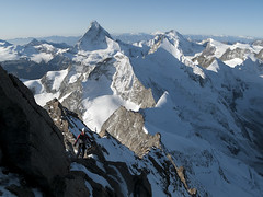 Dan Patitucci climbing on the Zinalrothorn south east ridge (cresta est) - Alpinism in the Swiss Alps