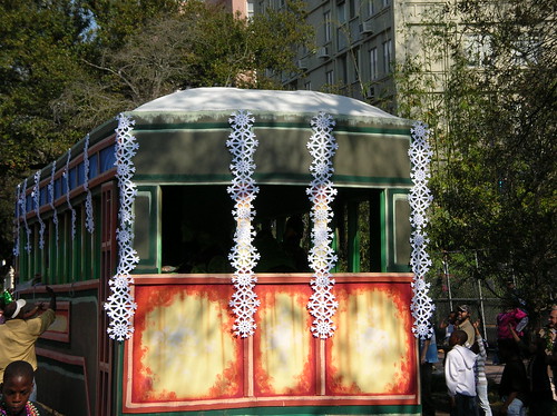 Snowflakes on streetcar float